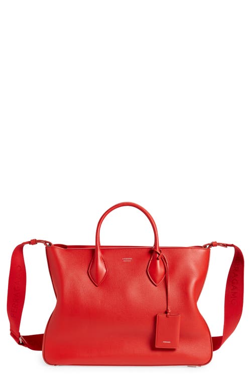 FERRAGAMO Large Leather Tote Bag in Flame Red at Nordstrom