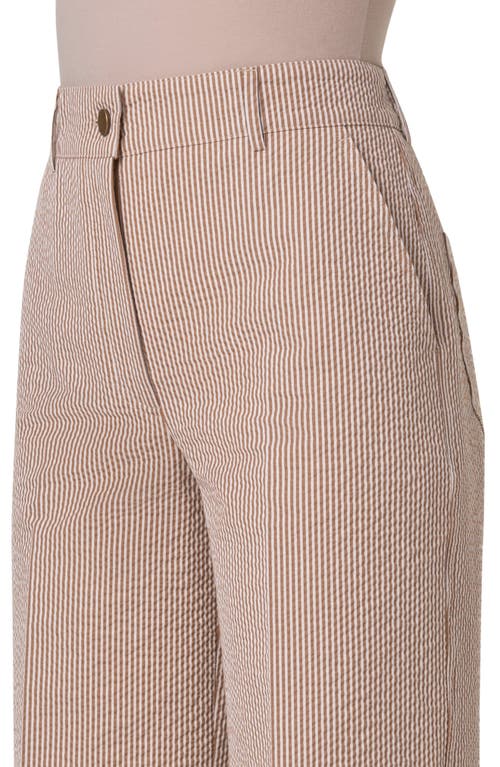Akris Punto Chiara High-rise Cotton-blend Seersucker Wide-leg Ankle Pants In Toffee-cream