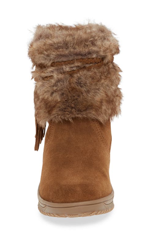 Shop Minnetonka Everett Water Resistant Faux Fur Boot In Dusty Brown Suede/faux Fur