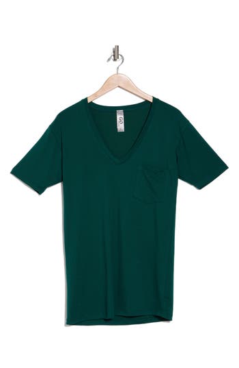 Go Couture Deep V-neck Boyfriend T-shirt In Hunter Green