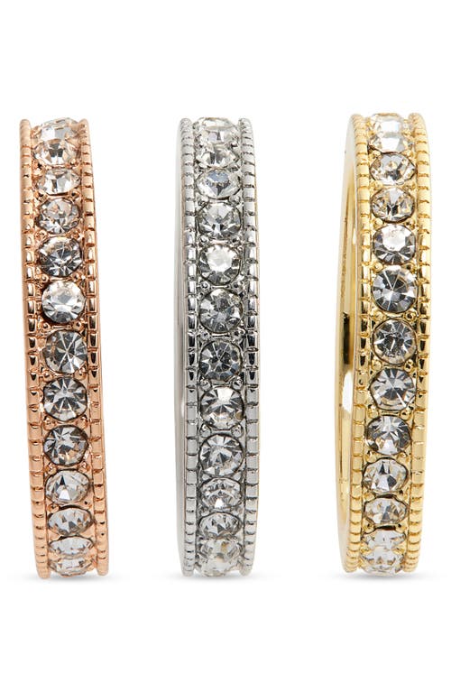 Covet 3-piece Mixed Metal Cz Ring Set In Gold
