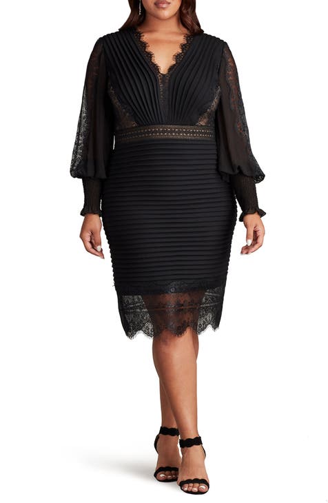 Lace Detail Long Sleeve Cocktail Dress