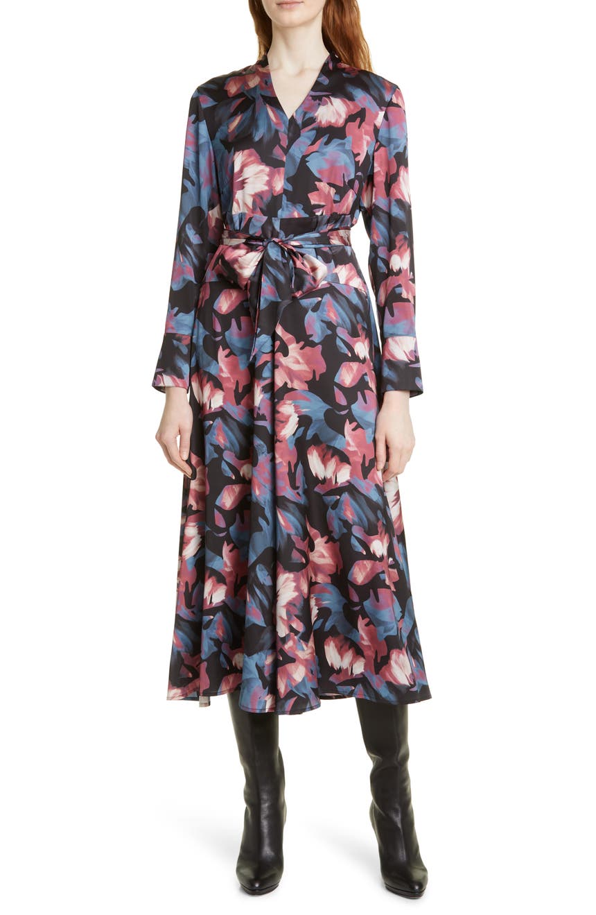 Misook Long Sleeve Floral Print Dress | Nordstromrack