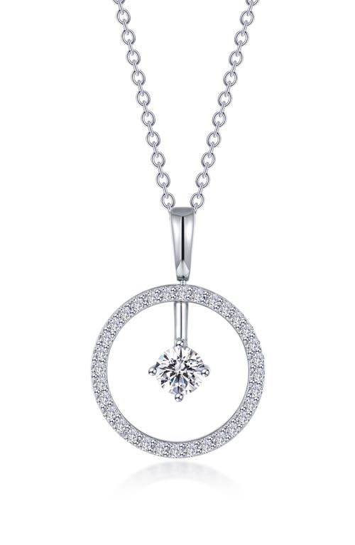Simulated Diamond Lab-Created Birthstone Reversible Pendant Necklace in White/April