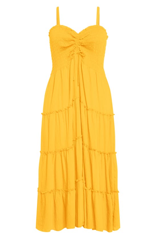 Shop City Chic Alisa Smocked Sleeveless Maxi Dress In Sunshine
