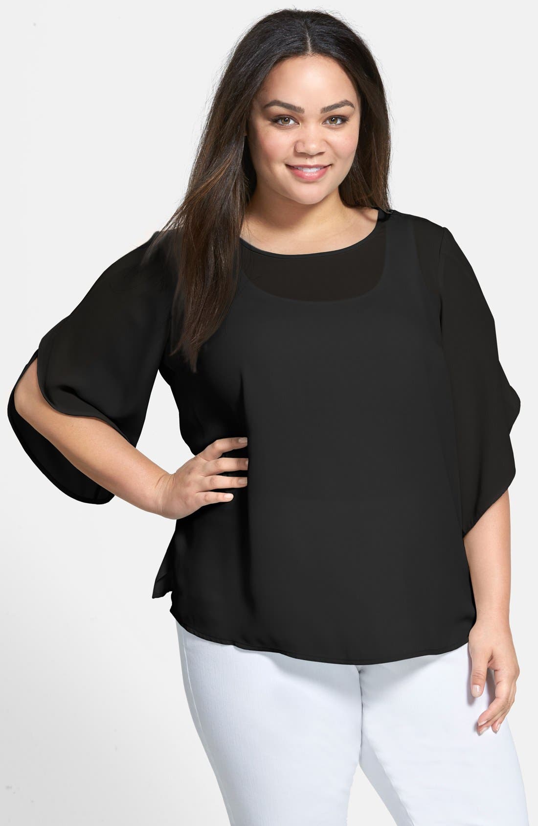 Vince Camuto Tulip Sleeve Blouse (Plus Size) Nordstrom
