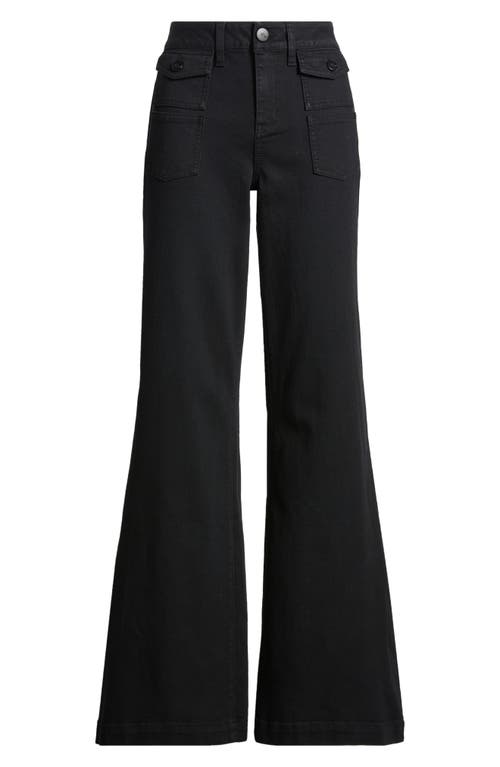 1822 Denim Belle Patch Pocket Flare Jeans In Black