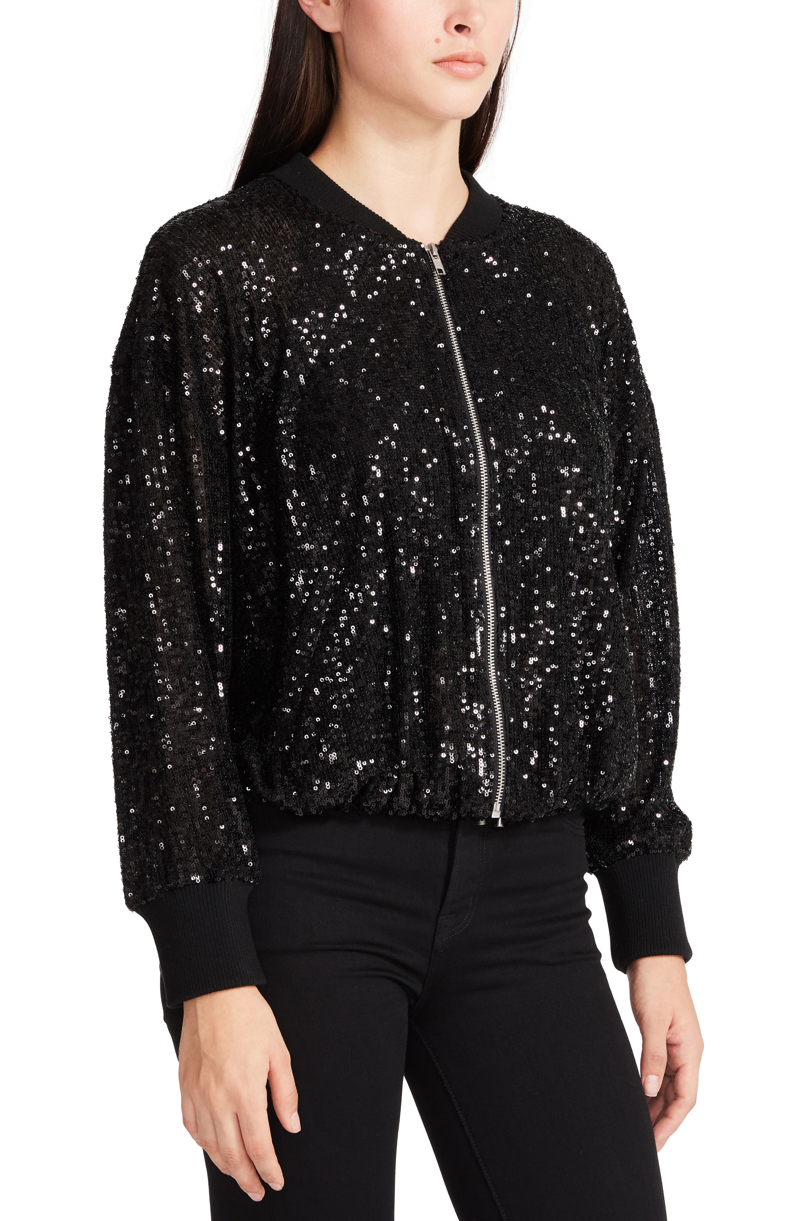 sequin zip up jacket