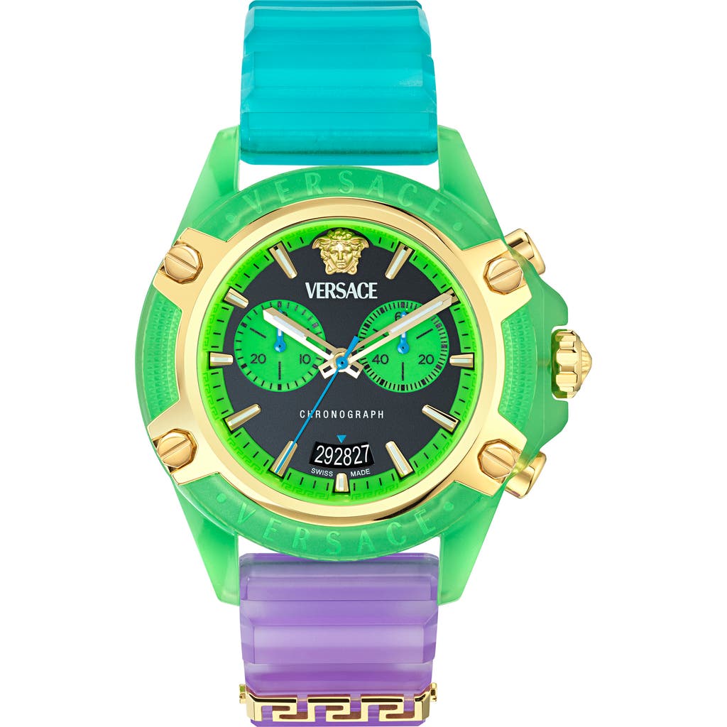 Versace Icon Active Chronograph, 44mm In Transparent Green
