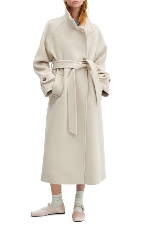 MANGO Virgin Wool Blend Coat in Ecru at Nordstrom, Size Medium