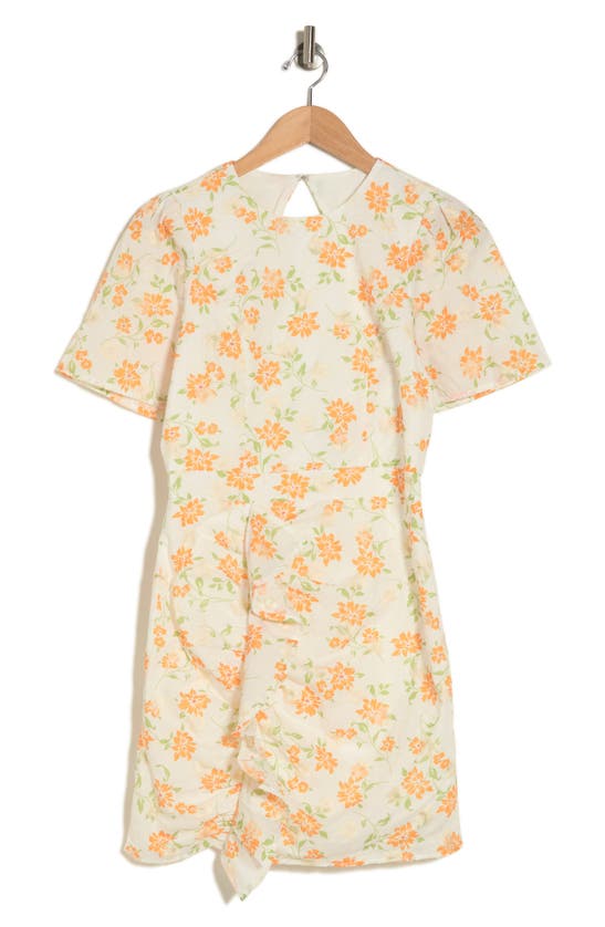 Adelyn Rae Alicia Floral Short Sleeve Dress In Neutral