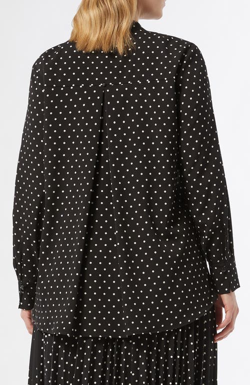 Shop Marina Rinaldi Freccia Polka Dot Button-up Shirt With Removable Scarf In Black