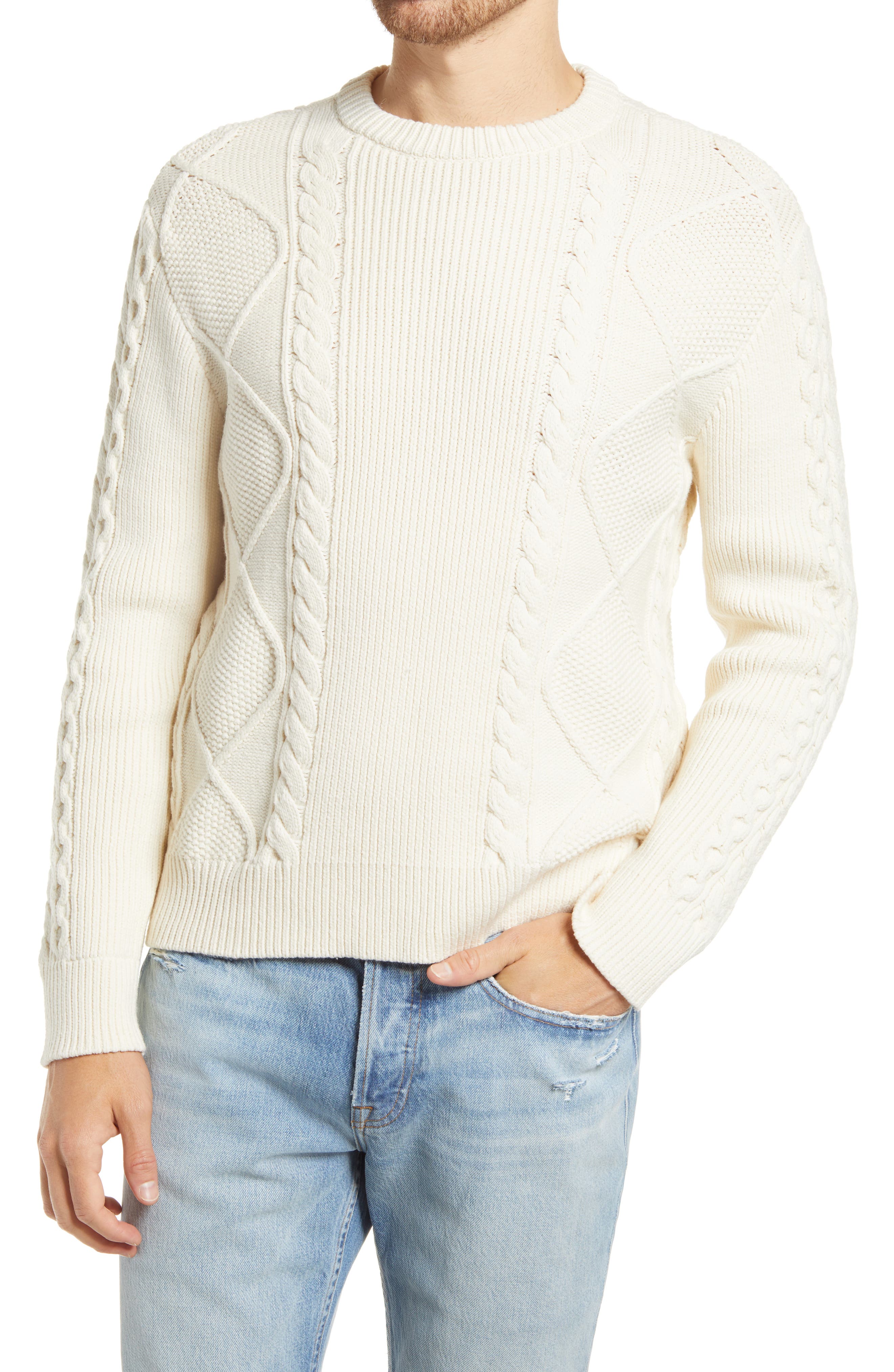 mens white knit sweater