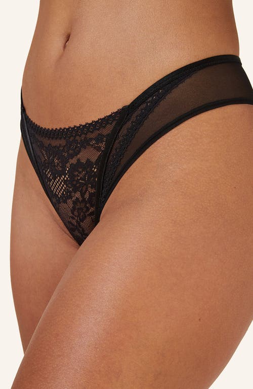 Shop Hunkemoller Hunkemöller Vera Lace & Mesh Brazilian Panties In Caviar