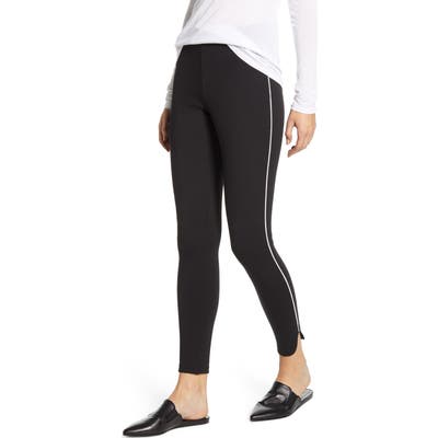 Nordstrom Ponte Metallic Stripe Tuxedo Leggings, Black