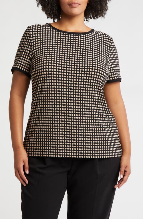 Shop Anne Klein Pearly Dot Button Back Top In Anne Black/latte