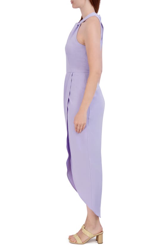 Julia Jordan Knot-neck Tulip-hem Midi Dress In Lavender