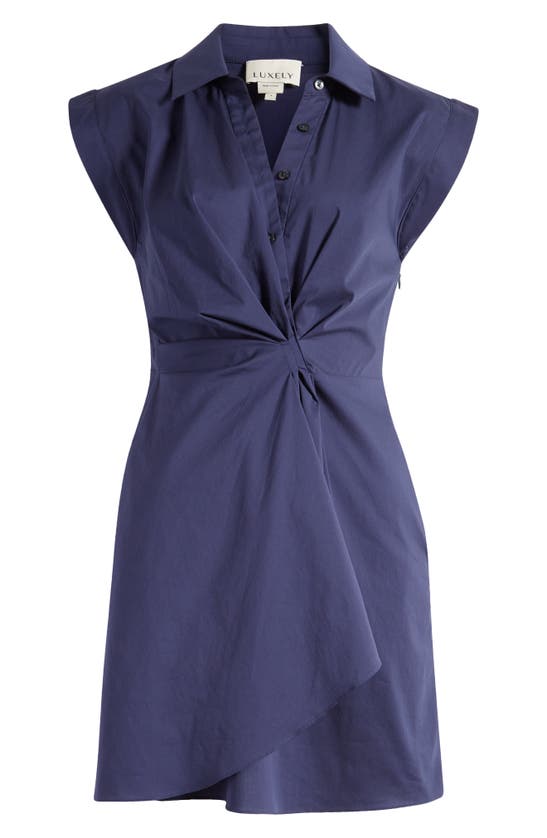 Shop Luxely Haven Faux Wrap Dress In Evening Blue