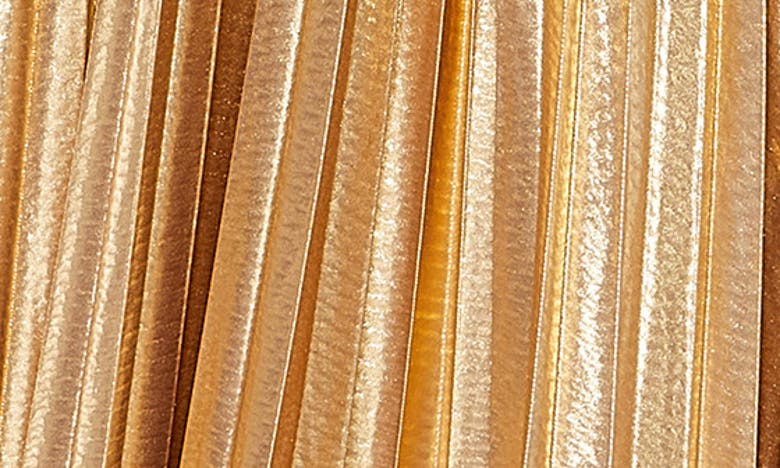 Shop Ieena For Mac Duggal Metallic Pleated Gown In Gold