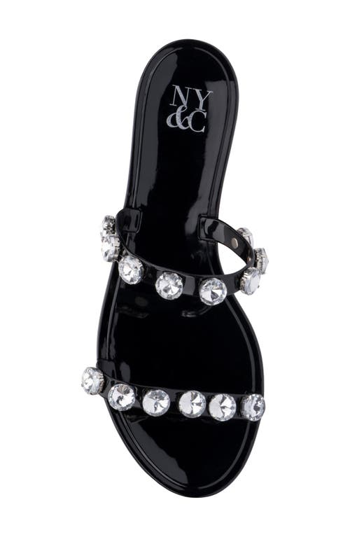 New York And Company Chava Rhinestone Jelly Sandal In Black