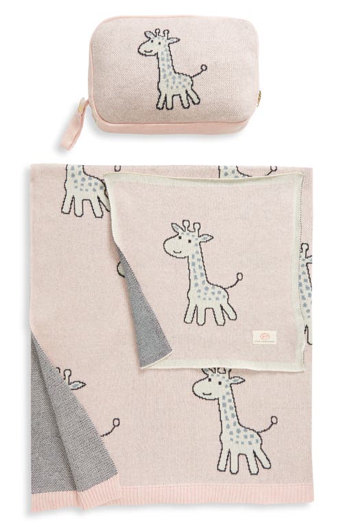 Pink Lemonade Petite Giraffe Organic Cotton Baby Blanket & Travel Pouch Set