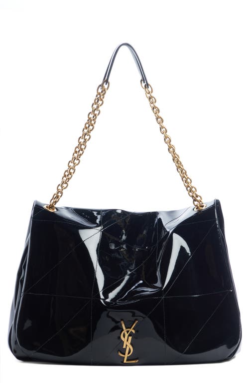 Saint Laurent Jamie 4.3 Patchwork Faux Patent Leather Shoulder Bag in Noir at Nordstrom