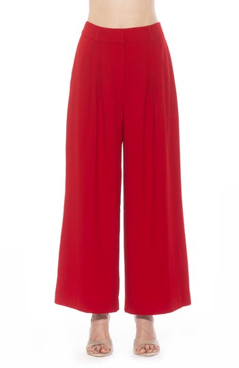 Alexia Admor Women's Kari Pleated Wide Leg Pants In Red