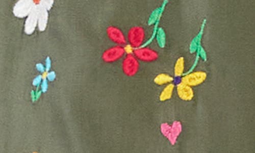 Billy T Sketchbook Embroidered Denim Shirt In Soft Olive