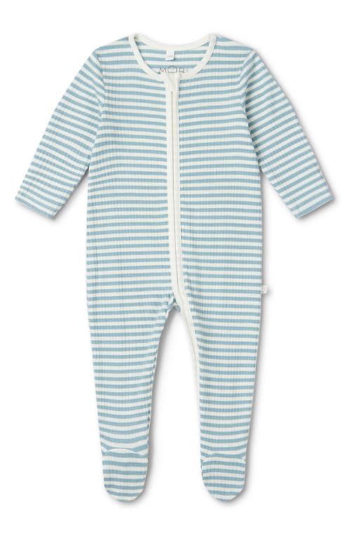 Mori Rib Stripe Footie In Sea Stripe