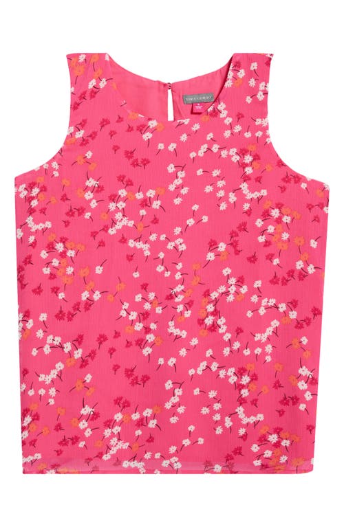 Shop Vince Camuto Floral Sleeveless Top In Bright Rose