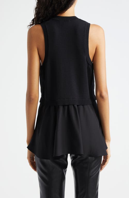 Shop Cinq À Sept Tess Mixed Media Layered Top In Black