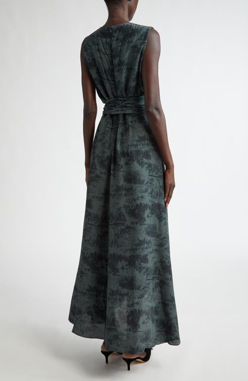 Shop Altuzarra Penny Print Silk High-low Maxi Dress In Rosemary