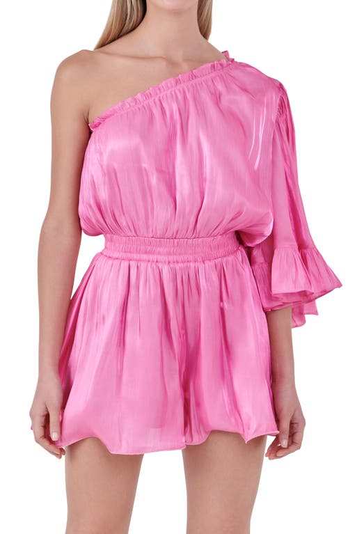 Endless Rose Women's One Shoulder Shiny Romper In Pink