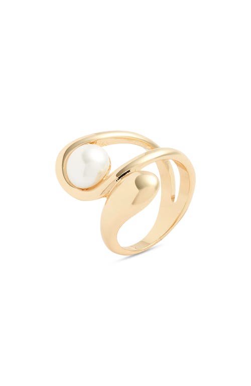 Shop Nordstrom Nested Faux Pearl Wrap Ring In White- Gold