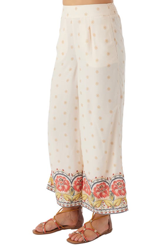 Shop O'neill Lacey Floral Wide Leg Crop Pants In Mother Of Pearl