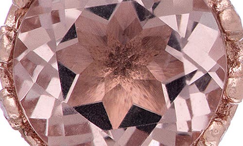 Fzn 14k Rose Gold Plate Sterling Silver Crown Frame Stone Stud Earrings In Morganite