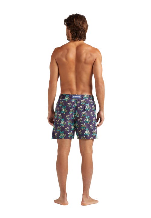 Vilebrequin Landscape Turtles Swim Trunks In Minuit