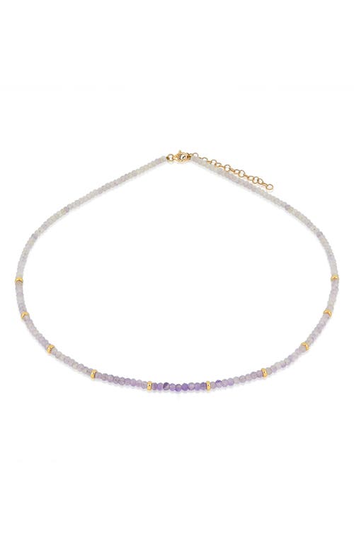 EF Collection Birthstone Beaded Necklace in Yellow Gold /Amethyst at Nordstrom