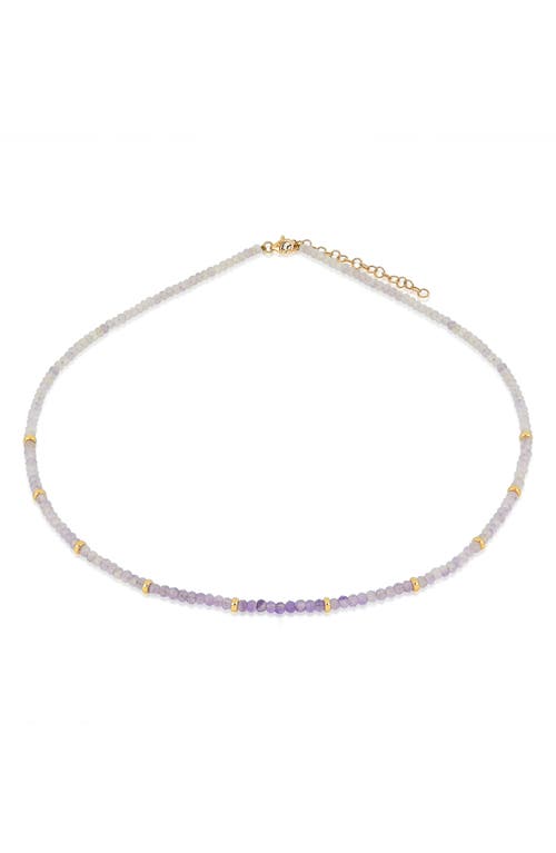 Shop Ef Collection Birthstone Beaded Necklace In Yellow Gold/amethyst