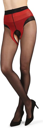 Passion And Fashion Sheer Pantyhose With Crotchless & Open Front