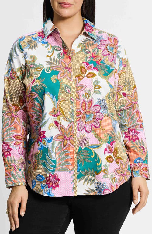 Shop Foxcroft Charlie Floral Paisley Cotton Button-up Shirt In Multi Paisley