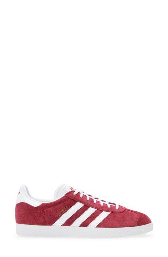 Shop Adidas Originals Gazelle Sneaker In Burgundy/ White/ Gold