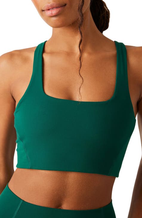 Womens Full Support High Impact Racerback Lightly Lined Underwire Sports  Bra Forest Dark Green 32DD