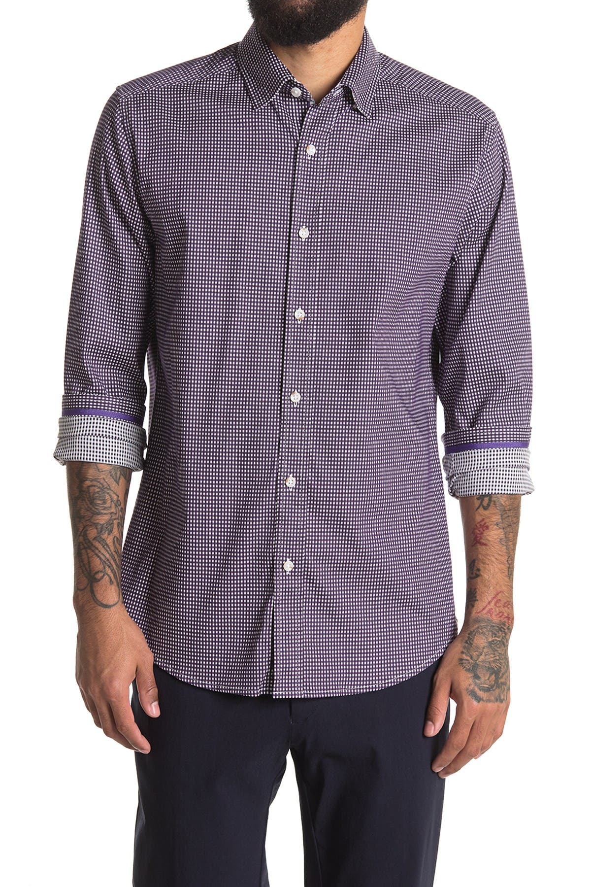 Robert Graham Check Augusto Tailored Fit Shirt In Medium Purple