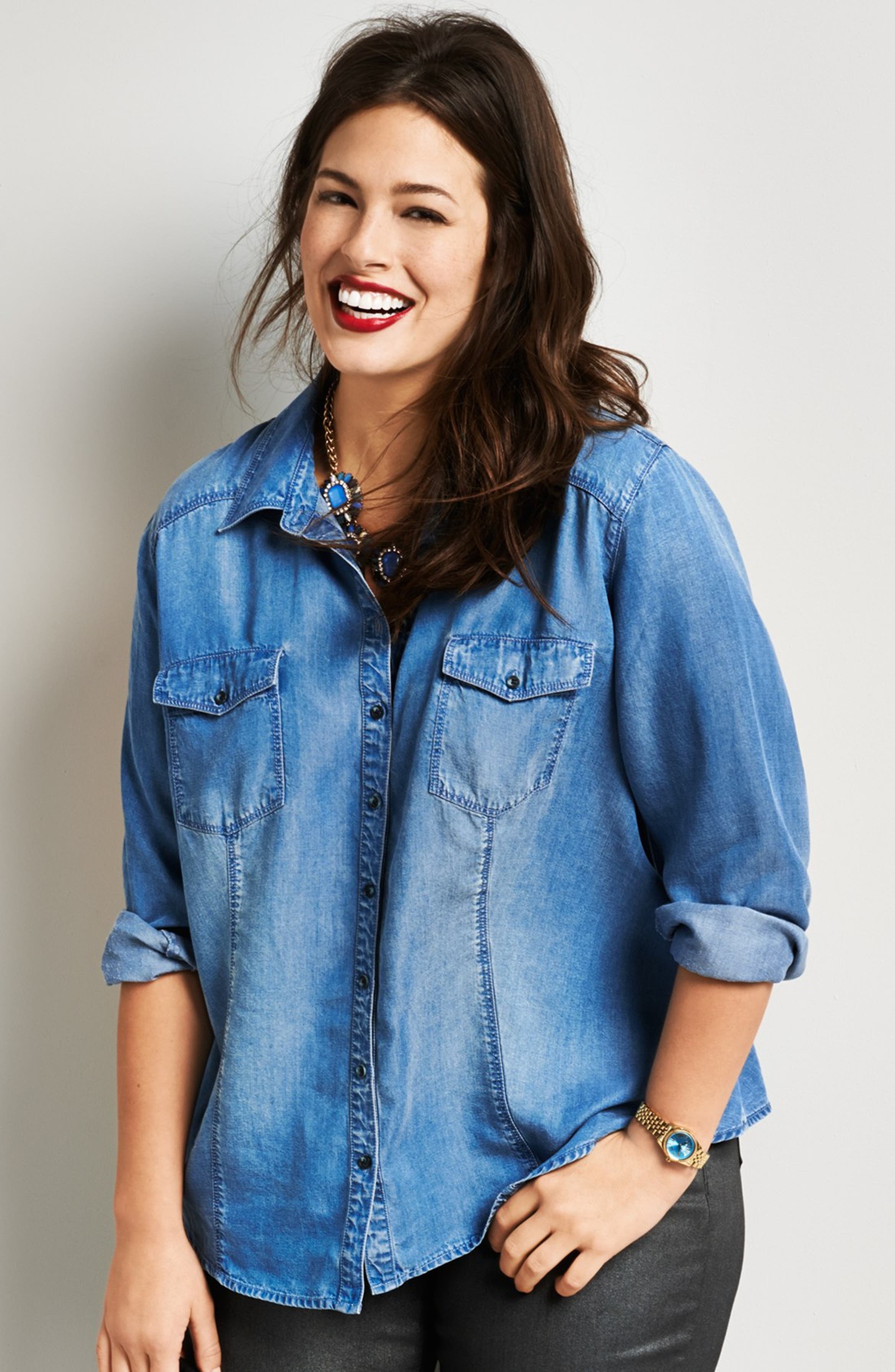 Sejour Chambray Shirt (Plus Size) | Nordstrom