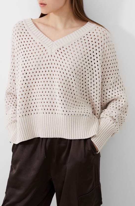 Shop French Connection Nini Open Stitch Sweater In Oatmeal