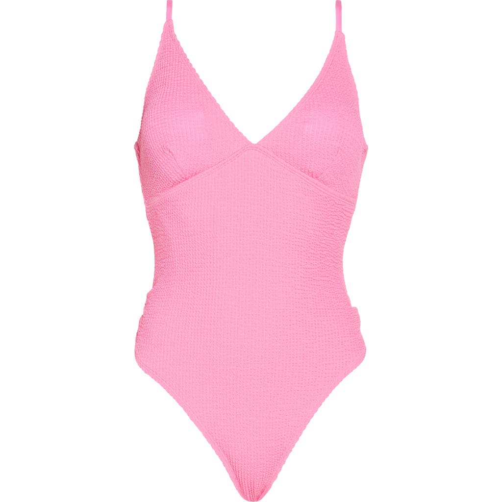Betsey Johnson Textured One-piece Swimsuit In Sachet Pink