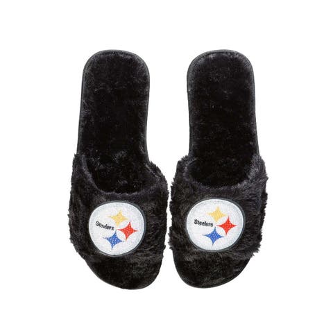 Women's FOCO Black Cleveland Browns Rhinestone Fuzzy Slippers