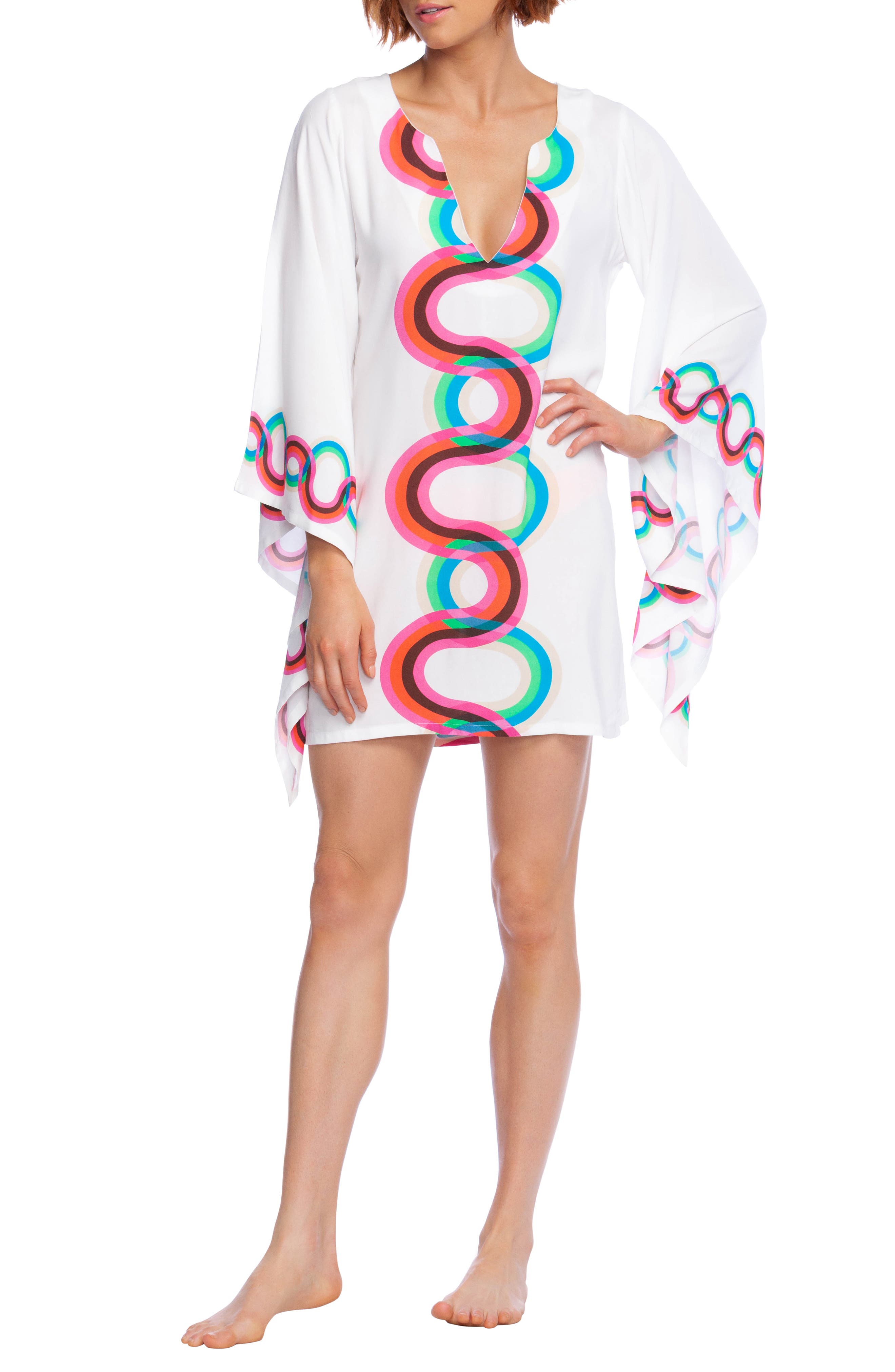 Trina Turk Kaleidoscope Cover-Up Tunic, White