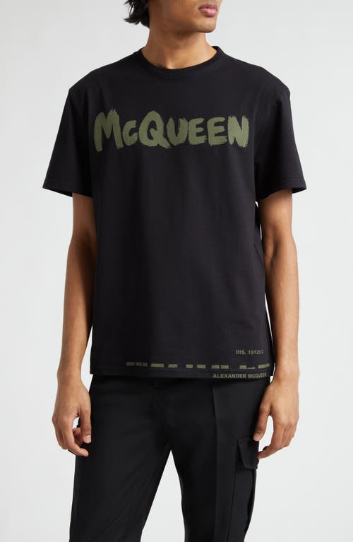Alexander McQueen Graffiti Logo Graphic T-Shirt in Black/Khaki at Nordstrom, Size X-Small
